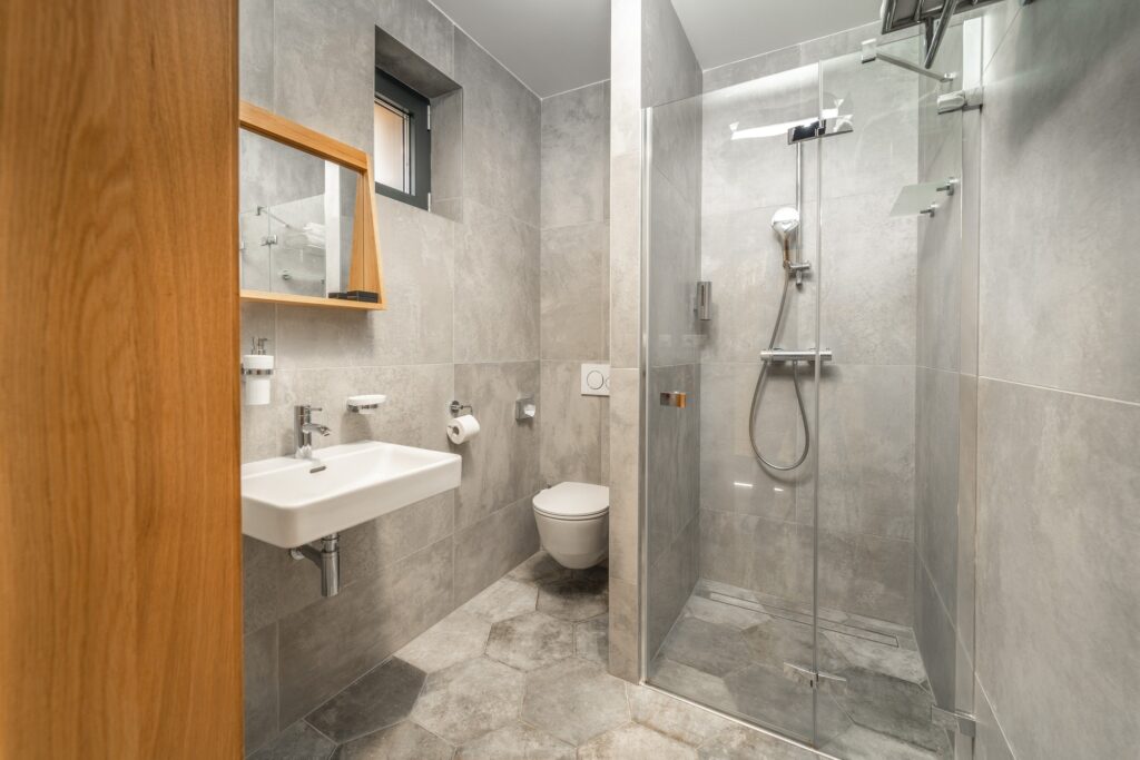 Interior of modern bathroom in luxury hotel